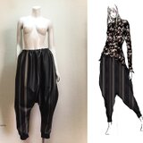 【1点もの・デザイン画付き】合皮ストライプ生地ぶかぶかパンツ（KOJI TOYODA）