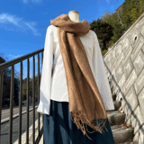 柿渋染めシルク綿ロングストール　K25115