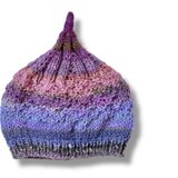 １点限定！　新作2025どんぐりニット帽子　野呂英作毛糸使用　パープルピンクグラデーション　誕生日ギフト・プチギフト