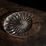 ギザギザで素敵◆クリスタル・プレスガラス楕円オーバル皿　古民家　古道具　昭和後期【傷多め】i2