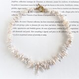 希少 雪の細長ケシパールのチョーカー　オーロラカラー　オールノット仕上げ　1点のみ