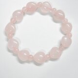 12mmハートカットのローズクォーツのブレスレット（内周：16.5cm、天然石、紅水晶）