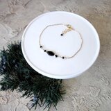 天然石のチェーンブレスレット ■ God's Rice ■ 14KGF ブラックスピネル