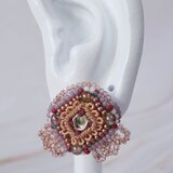 おしゃべりなピアス・イヤリング61｜インド刺繍×コッパー×大ぶり×選べる金具×ビーズ刺繍×サージカルステンレス