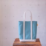 A4縦型トート<ターコイズ×ストームグレー> 倉敷帆布