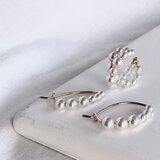 【期間限定】【ホリデーパールセット】 pearl marquise smallキャッチレスピアス & cross pearlカフ