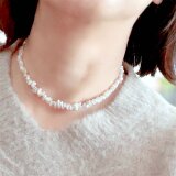 優しいペールピンク　ケシパールのチョーカー　オールノット仕上げ　1点のみ