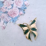 orange white green enamel clear rhinestone butterfly ヴィンテージブローチ