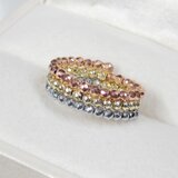 ヘマタイトの3色リング（ゴールド色、ピンクゴールド色、シルバー色、フリーサイズ、形状記憶ワイヤー、多面カット、再販品）
