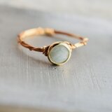 アクアマリン 枠留めコイン7mm/ リング /ゴールド