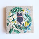 こねこと草花の刺繍パネル(hokuo）#432