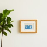 「海とカモメ」原画 イラスト ※木製額縁入り（2Lサイズ）水彩 ドローイング　インテリアアート