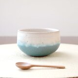 マット釉とトルコブルーのかけ分けお湯のみ