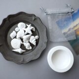 小さな貝殻のアロマサシェ ■ アロマストーン オーガンジー巾着入り ■ ポットは追加オプション