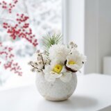 寒椿の和風ポット　季節の花シリーズ