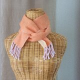 手織りカシミアマフラー・・シャーベットオレンジ