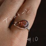 太陽のカケラを指先に_アベンチュレッセンス輝くサンストーンのペアシェイプシルバーリング_休日_お出掛け_10号