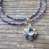 Ocean Flower 海の底のビジューのお花　ラピスラズリネックレス