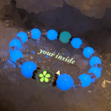 桜 ピンク彫り水晶 ルミナスストーン 夜光石 天然石ブレスレット