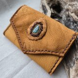 鹿革の名刺入れ クラウドマウンテンターコイズ