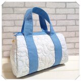 くま柄キルト☆2wayにもなる台形フォルムのボストンバッグ