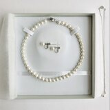 貝パールネックレス3点セット/ネックレス+イヤリングorピアス+1粒ネックレス/ホワイトピンク/ケース付/日本製