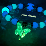 ブルールミナスストーン 夜光石 デザイン 蝶々チャーム 天然石ブレスレット