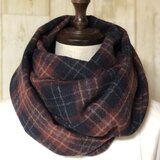 メチャ軽❣️ピュアウールガーゼ二重巻きスヌード❤️クラシカルタータンチェック（バーガンディ×ミッドナイトブルー）