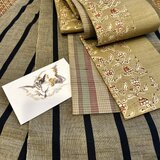 唯屋オリジナル半幅帯更紗模様と格子