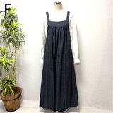 着物リメイク　大島紬ジャンパースカート　ゆったり　フリーサイズ　ギャザー　体型カバー　大人かわいい