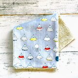 UFO  ハンカチタオル　ハーフハンカチ　ガーゼハンカチ　グレー地　名入れ　マイクロファイバータオル