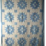 ★パッチワークキルト：八角星のベッドカバー・ザッツメニーポインテッドスターPatchwork Quilt: Octago