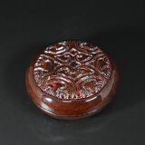 彫漆　「屈輪推黒香合」②