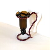 キャンディ型ガラス花器(茶色ガラス×赤茶色アーム)