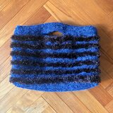 くったりしたトートバッグ/ブラウン×ブルー