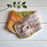 羊毛フェルトマフラー Ｓ　ピスタチオＭＩＸ（リバーシブル）