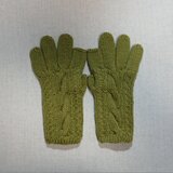 メリノウール100%スマホ対応手袋/モスグリーン（ウィメンズM/お子様向け)）