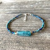 *sv925*ローマングラスとクリソコラの海色ブレスレット　