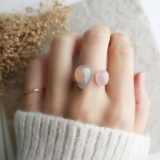 グレーオニキスとクンツァイトのフォークリング　ライラックカラー 金アレ対応