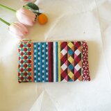 フランス生地　カラフルな刺繍とドット　盛りだくさんの素敵なポーチ　（MS）コスメ入れ
