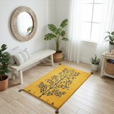 ペルシャ　ギャッベ　マット大　ラグ　117x80cm　黄金色　生命の木　ヤギ　羊　RJ15703