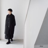 丸襟のゆったりライトコート（コットン100％）：黒［CO59LSBK］