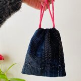 こぐま座流星群と月と冬の空のポーチ　/ 巾着袋　no 236