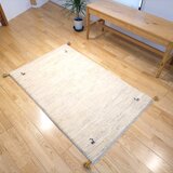 ペルシャ ギャッベ　玄関マット大　ラグ　130x82㎝　アイボリー　シンプル　RJ9035