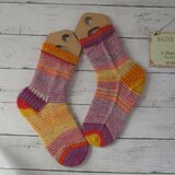 　手編みソックス　冷え対策　ジョグレスストライプ　Opal ABO & Uni 3081