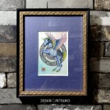 原画 1点もの ボールペン画 日本人作家 絵画 絵 アート 額入り 額装付き 現代アート インテリア ペガサス 馬 干支 馬の絵