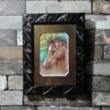 原画 1点もの ボールペン画 日本人作家 色鉛筆画 絵画 絵 アート 額入り 額装付き 現代アート インテリア 馬 干支 馬の絵