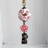 和柄玉と招き猫の根付け・帯飾り（AG）