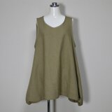 ★ハーフリネン★バルーンベスト◆【ヴィンテージハーフ】モカベージュ◆フリーサイズ