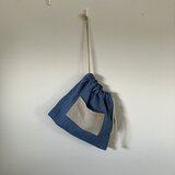 ストライプリネンの巾着袋。(ba-107)